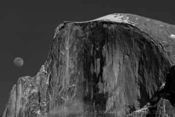 Moon and Half Dome is a photograph by T.M. Schultze taken at Yosemite National Park, California