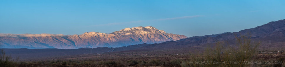 First Light On The San Jacintos is a photograph by T.M. Schultze taken 2021 at Chiriaco Summit, California