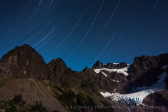 Star Trails, Mount Shuksan is a photograph by T.M. Schultze taken at Mt. Baker National Recreation Area, Washington