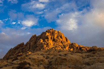 FIrst Light On Mastodon is a photograph by T.M. Schultze taken at Joshua Tree National Park, California
