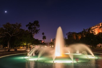 Scripps Fountain and Crescent Moon is a photograph by T.M. Schultze taken at ,