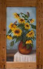 Red Finch and Sunflowers is a photograph by T.M. Schultze taken https://jeanniehouse.com at Jeannie House Artwork, Jeannie House Artwork