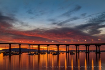 Bridge at Dawn is a photograph by T.M. Schultze taken at Coronado, California
