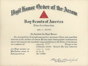 Carl Helmick Vigil Certificate