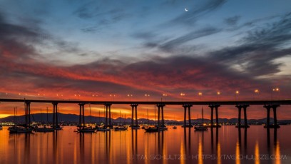 Bridge at Dawn is a photograph by T.M. Schultze taken at Coronado, California
