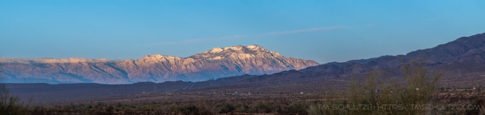 First Light On The San Jacintos is a photograph by T.M. Schultze taken 2021 at Chiriaco Summit, California