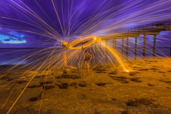 Scripps Pier Steel Wool is a photograph by T.M. Schultze taken at San Diego, California