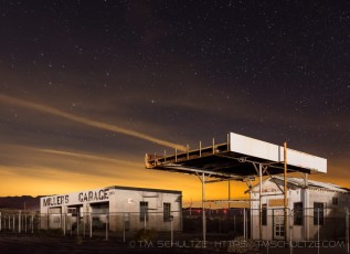 Miller's Garage by Night is a photograph by T.M. Schultze taken 2013 at Ocotillo, California