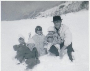 1962 (est.) - The House family out in the snow.