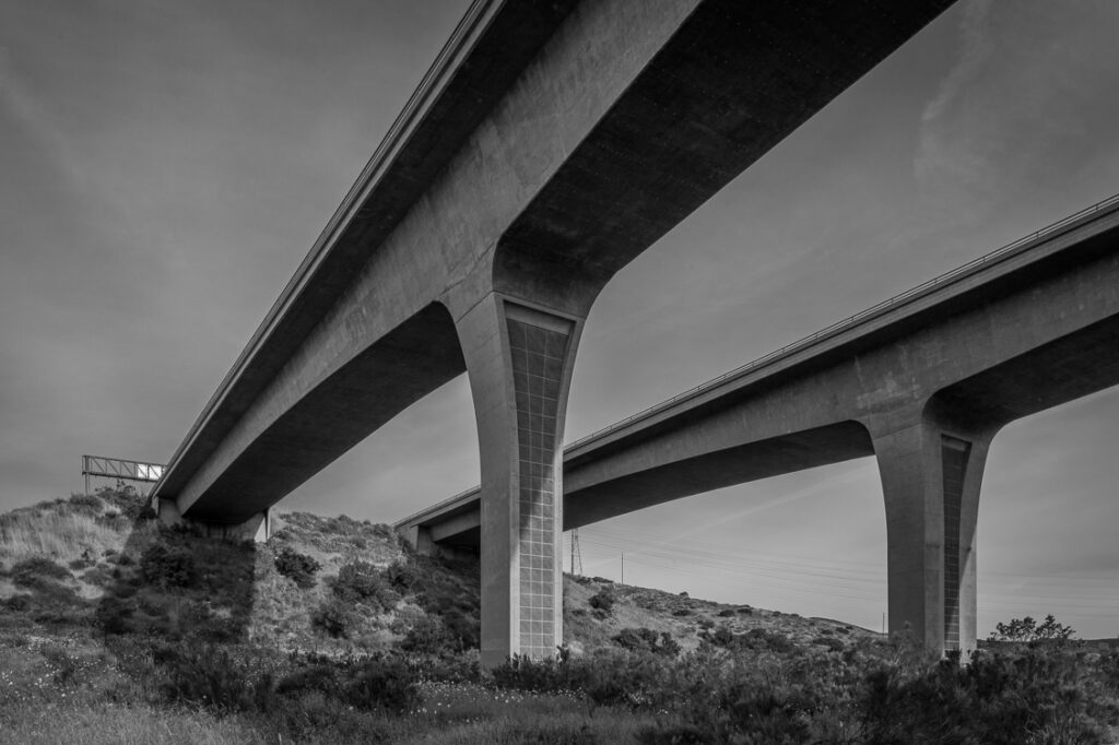 Highway 52 Over Spring Canyon, Black and White