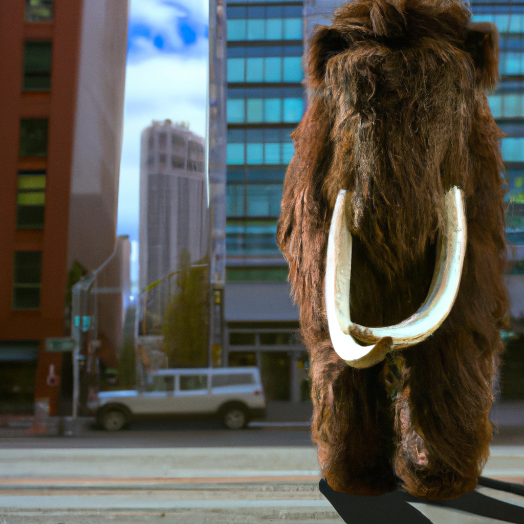 An AI Photographer capturing a woolly mammoth in downtown!